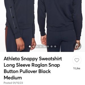 Athleta Long Sleeze Snappy Sweatshirt